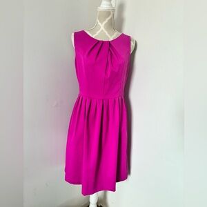 JONES & CO | Fuchsia Fit & Flare Midi Dress - 10 Petite